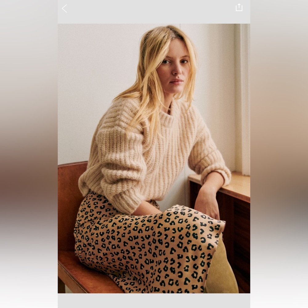 Sezane Cream Ribbed Mohair-Blend Sweater